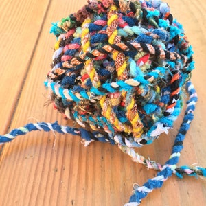 Upcycled Fabric Rag Rope by the yard, Scrap Fabric Twine, Fabric Cord, Repurposed Rope, Macrame Cord Twine, Hand Twisted Upcycled Rope image 2