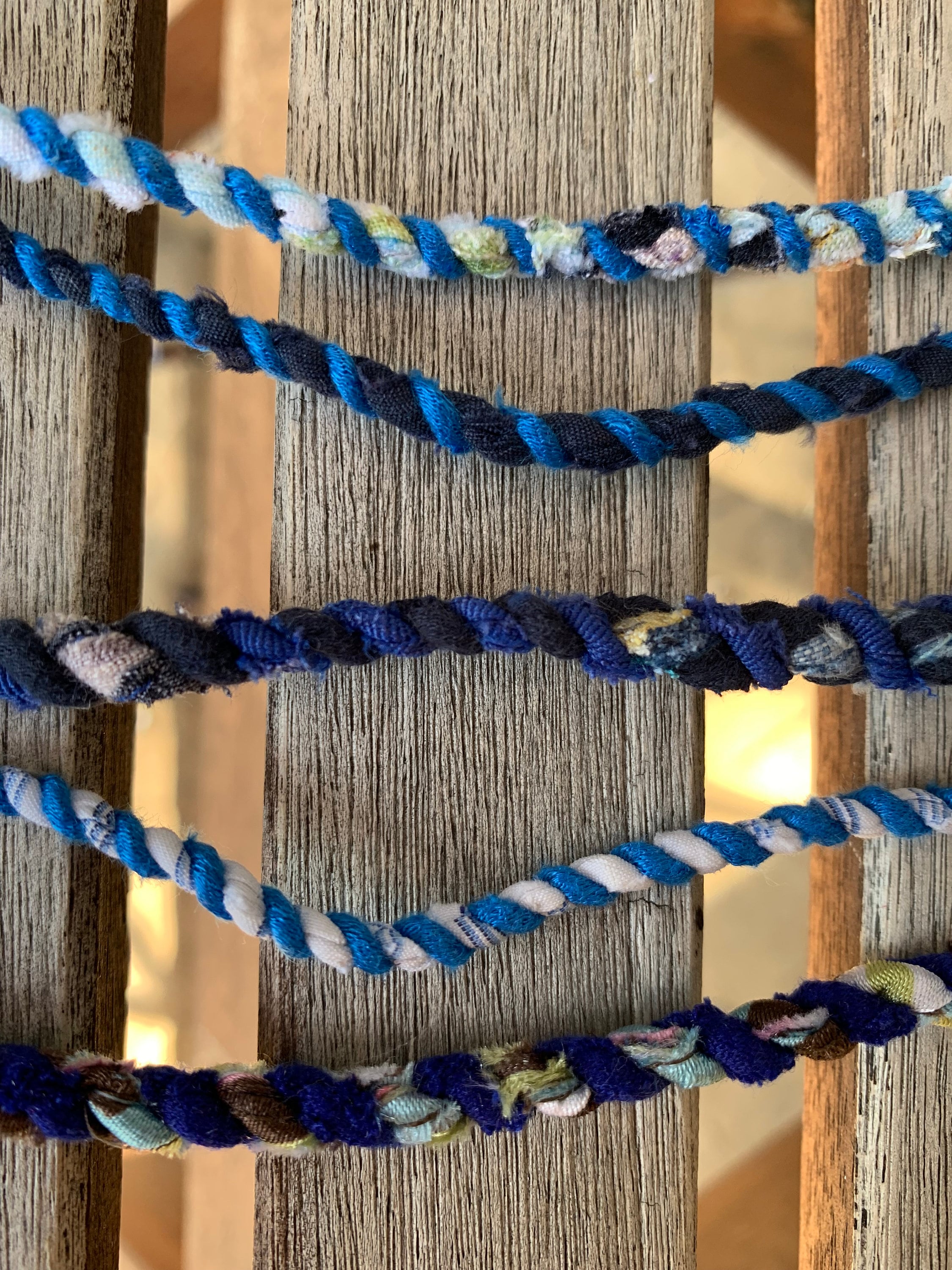 Rag Ropes BLUE Upcycled Fabric Rag Rope, Scrap Fabric Rope, Fabric Cord ...