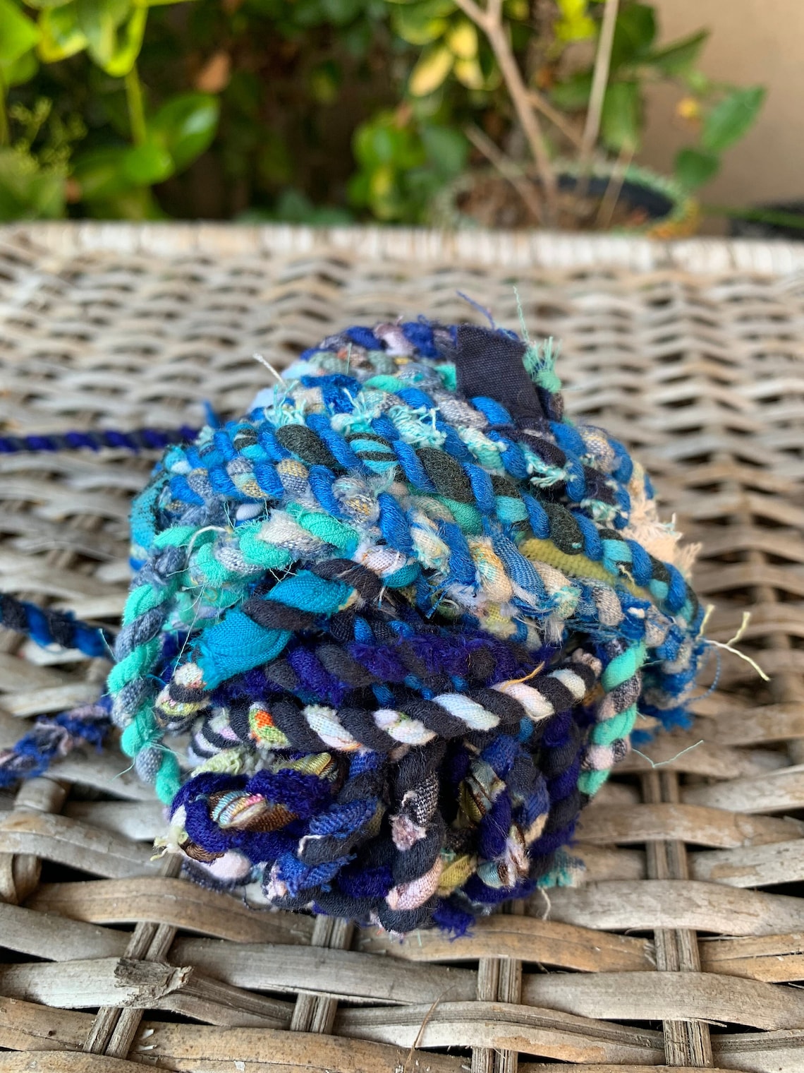 Rag Ropes BLUE Upcycled Fabric Rag Rope, Scrap Fabric Rope, Fabric Cord ...