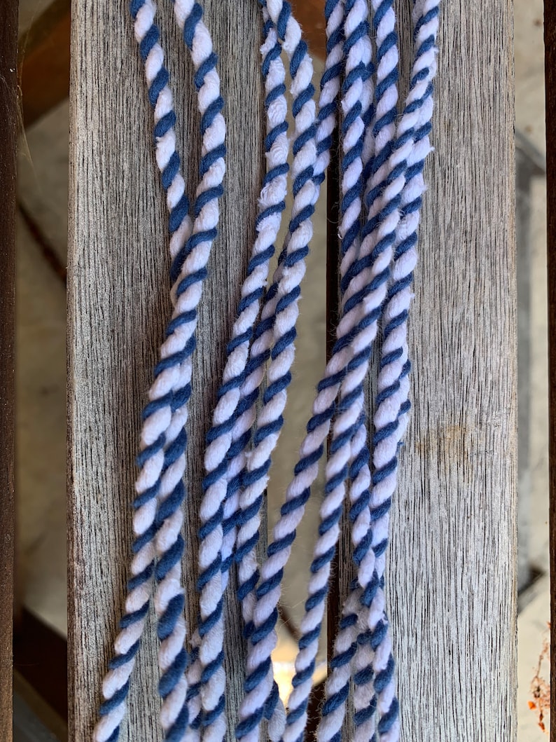 Wrapping Rope With Fabric Blue and White Fabric Rag Rope, Upcycled Cord, Repurposed Fabric String ...