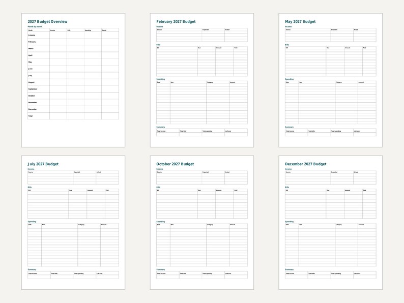 2027 Budget Planner Printable, Monthly Budget Pages, Bill Tracker, Expense Tracker, Letter and A4 PDF image 8
