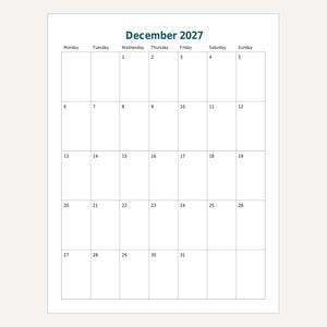 2027 Monthly Planner Printable, Portrait Month per Page, Year at a Glance, Letter and A4 image 7