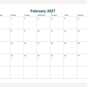2027 Printable Calendar, Year at a Glance, Monthly Pages (PDF) image 4