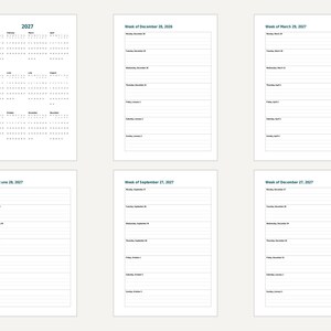 2027 B6 Planner Inserts Printable, Dated Week per Page, Monthly Pages, Year at a Glance image 8
