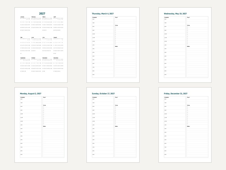 2027 Daily Planner Inserts, A5 & Half Letter, Dated Pages (Digital Download) image 8
