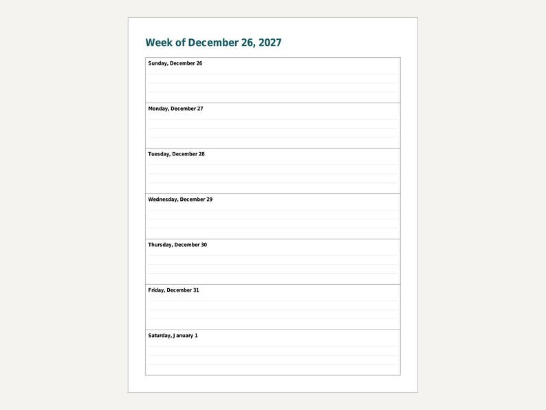 Agenda hebdomadaire 2027 à imprimer, vue d'ensemble de l'année, calendrier mensuel (PDF) image 7