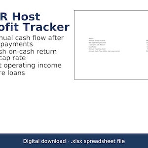 Short-Term Rental Profit Calculator Spreadsheet for Airbnb Hosts, Cash Flow and Cap Rate image 1