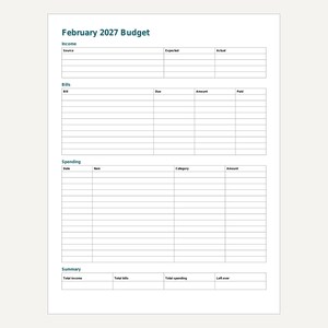 2027 Budget Planner Printable, Monthly Budget Pages, Bill Tracker, Expense Tracker, Letter and A4 PDF image 4