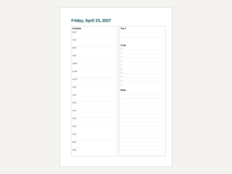 2027 Daily Planner Inserts, A5 & Half Letter, Dated Pages (Digital Download) image 5