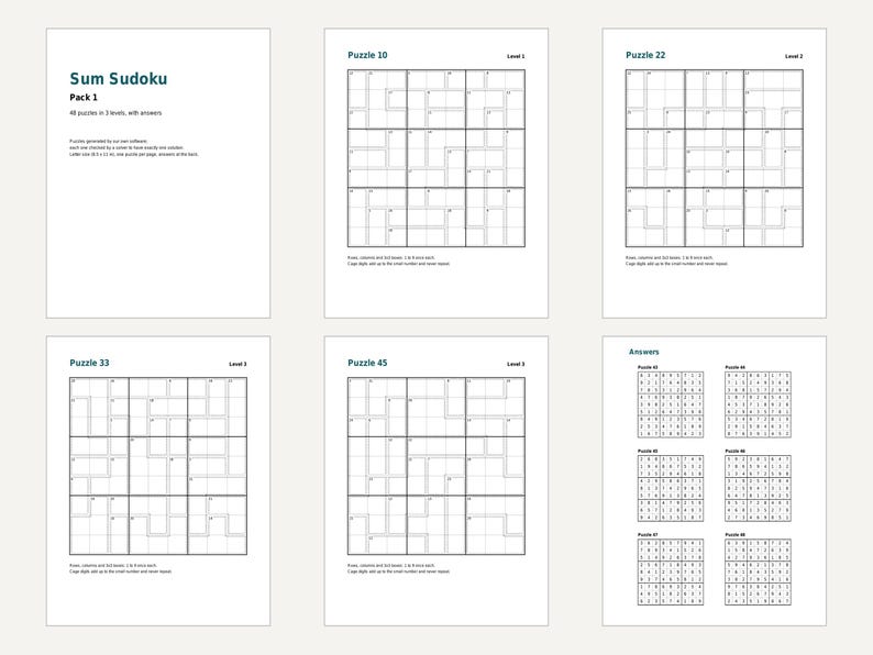 Sudoku-Rätselpaket mit 48 druckbaren Rätseln in 3 Schwierigkeitsstufen (PDF-Download) Bild 8