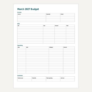 2027 Budget Planner Printable, Monthly Budget Pages, Bill Tracker, Expense Tracker, Letter and A4 PDF image 5