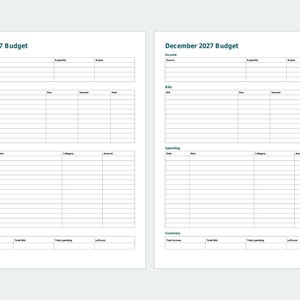 2027 Budget Planner Printable, Monthly Budget Pages, Bill Tracker, Expense Tracker, Letter and A4 PDF image 3