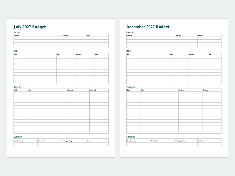 2027 Budget Planner Printable, Monthly Budget Pages, Bill Tracker, Expense Tracker, Letter and A4 PDF image 3