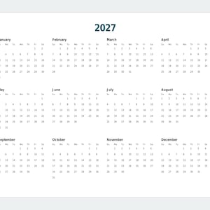 2027-2028年版印刷可能カレンダー、年間カレンダー、24ヶ月分（PDF） 画像 2