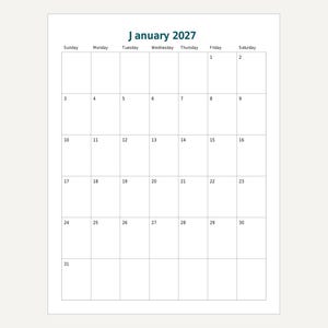 Agenda hebdomadaire 2027 à imprimer, vue d'ensemble de l'année, calendrier mensuel (PDF) image 4
