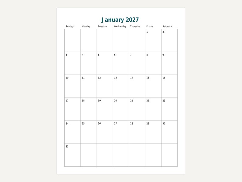 Agenda hebdomadaire 2027 à imprimer, vue d'ensemble de l'année, calendrier mensuel (PDF) image 4