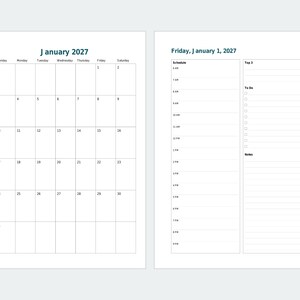 2027 Daily Planner Inserts, A5 & Half Letter, Dated Pages (Digital Download) image 2