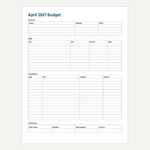 2027 Budget Planner Printable, Monthly Budget Pages, Bill Tracker, Expense Tracker, Letter and A4 PDF image 6