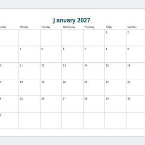 2027 Printable Calendar, Year at a Glance, Monthly Pages (PDF) image 3