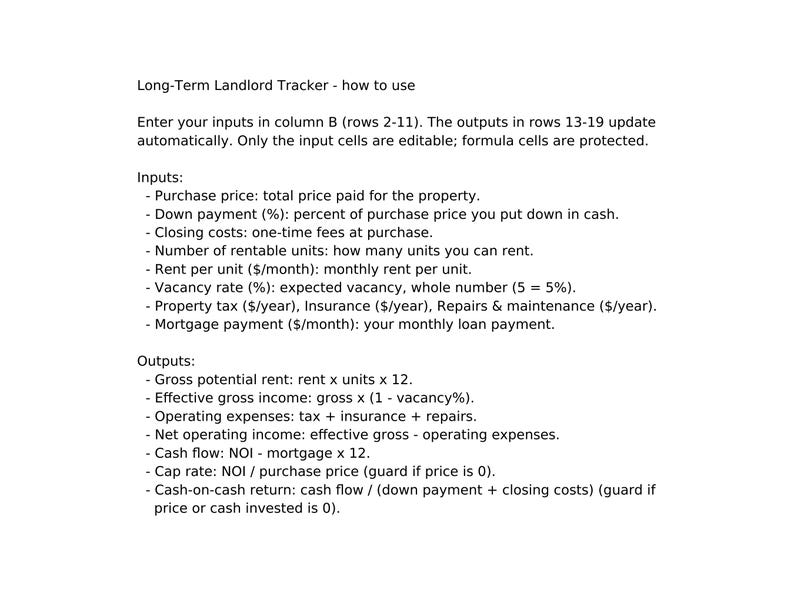 Long-Term Rental P&L Tracker Spreadsheet: Rent, Expenses and Cash Flow for Landlords image 2
