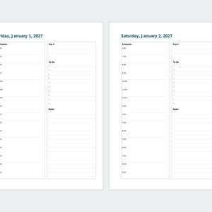 2027 Daily Planner Inserts, A5 & Half Letter, Dated Pages (Digital Download) image 3