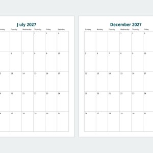 2027 Monthly Planner Printable, Portrait Month per Page, Year at a Glance, Letter and A4 image 3