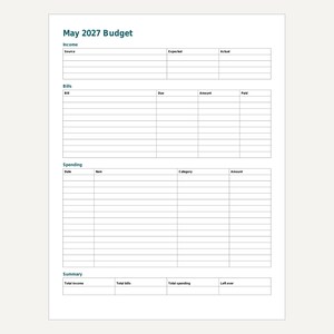 2027 Budget Planner Printable, Monthly Budget Pages, Bill Tracker, Expense Tracker, Letter and A4 PDF image 7