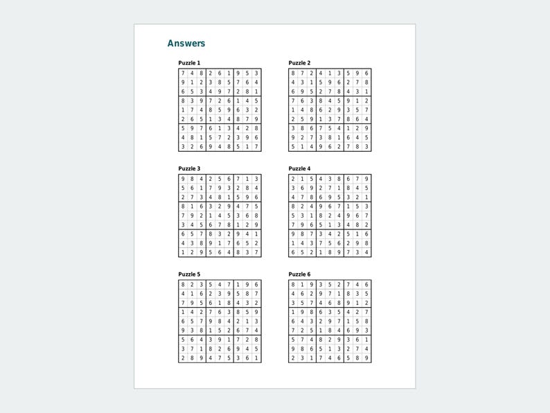 Sudoku-Rätselpaket mit 48 druckbaren Rätseln in 3 Schwierigkeitsstufen (PDF-Download) Bild 3