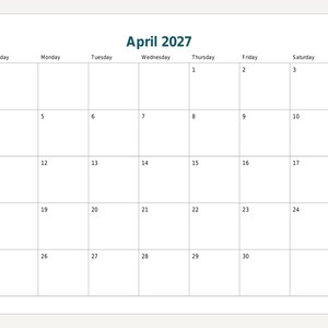 2027 Printable Calendar, Year at a Glance, Monthly Pages (PDF) image 6