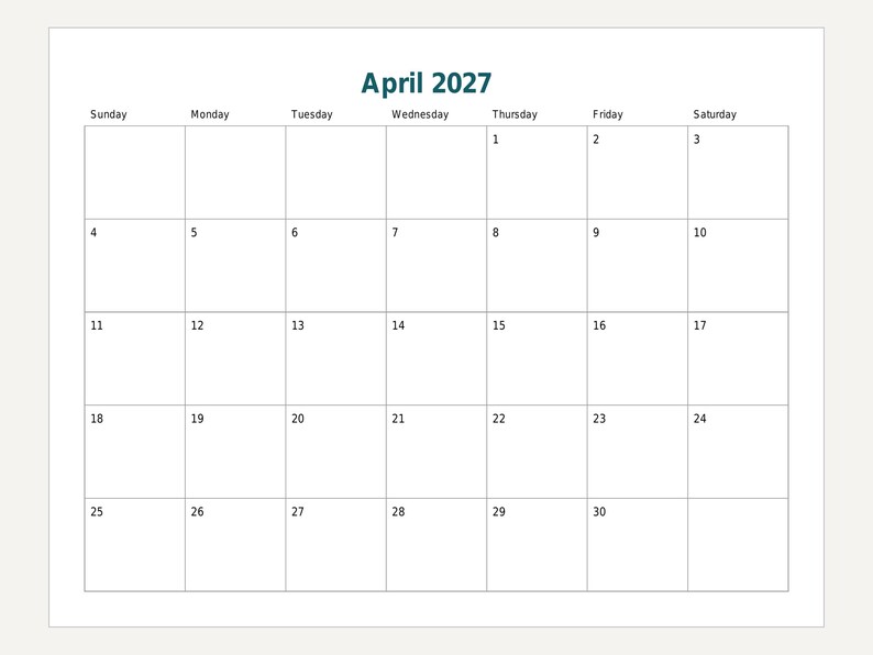 2027 Printable Calendar, Year at a Glance, Monthly Pages (PDF) image 6