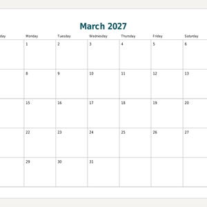 2027 Printable Calendar, Year at a Glance, Monthly Pages (PDF) image 5