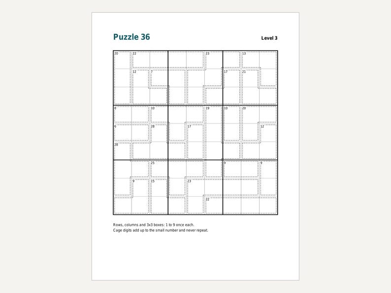 Sudoku-Rätselpaket mit 48 druckbaren Rätseln in 3 Schwierigkeitsstufen (PDF-Download) Bild 6
