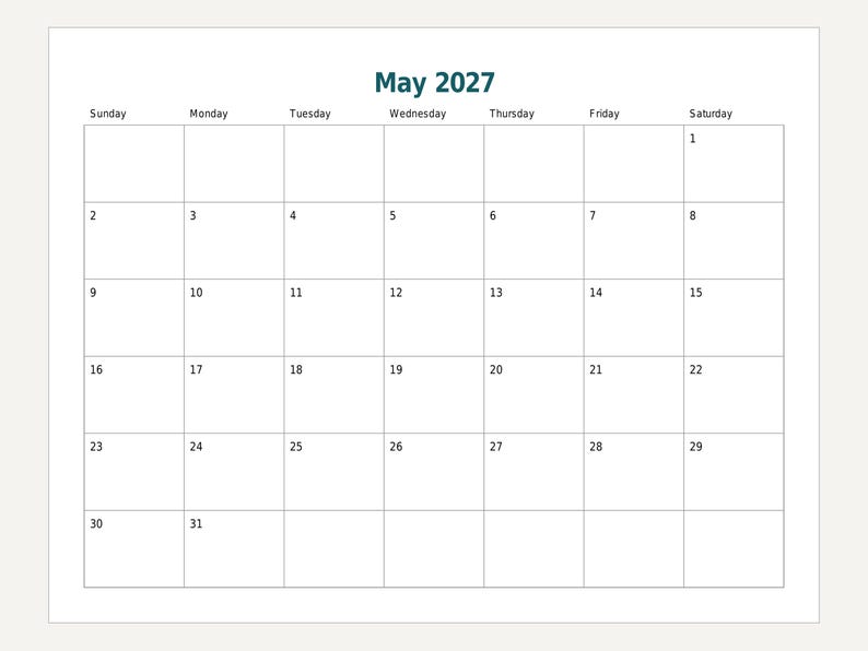 2027 Printable Calendar, Year at a Glance, Monthly Pages (PDF) image 7