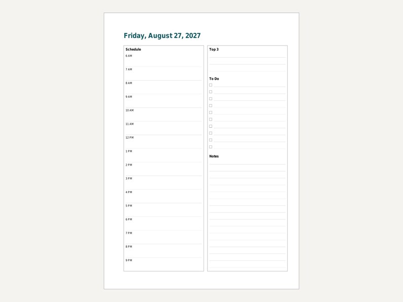 2027 Daily Planner Inserts, A5 & Half Letter, Dated Pages (Digital Download) image 6