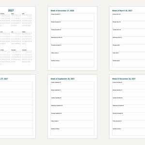 Agenda hebdomadaire 2027 à imprimer, vue d'ensemble de l'année, calendrier mensuel (PDF) image 8