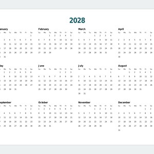 2027-2028年版印刷可能カレンダー、年間カレンダー、24ヶ月分（PDF） 画像 3
