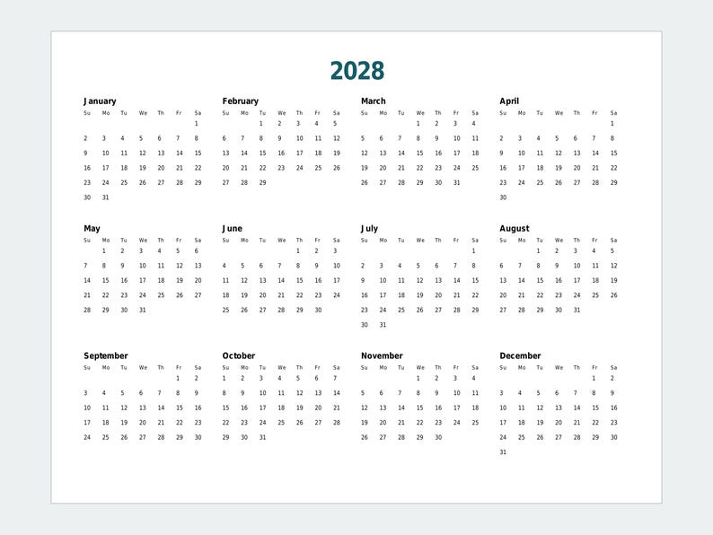 2027-2028年版印刷可能カレンダー、年間カレンダー、24ヶ月分（PDF） 画像 3