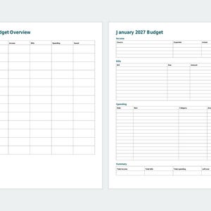 2027 Budget Planner Printable, Monthly Budget Pages, Bill Tracker, Expense Tracker, Letter and A4 PDF image 2