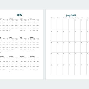 2027年版 月間プランナー用リフィル（印刷可能）、A5サイズとハーフサイズ、1ページに日付入り 画像 3