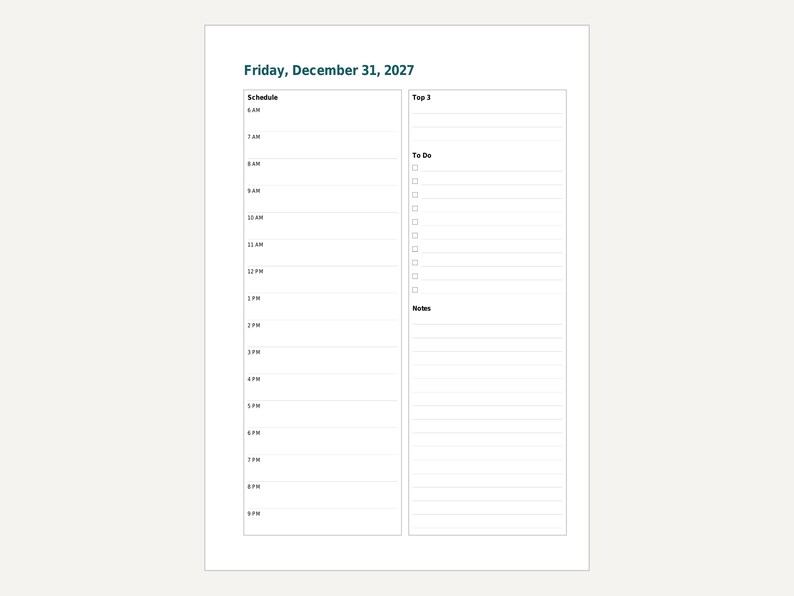2027 Daily Planner Inserts, A5 & Half Letter, Dated Pages (Digital Download) image 7