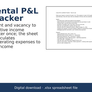 Long-Term Rental P&L Tracker Spreadsheet: Rent, Expenses and Cash Flow for Landlords image 1