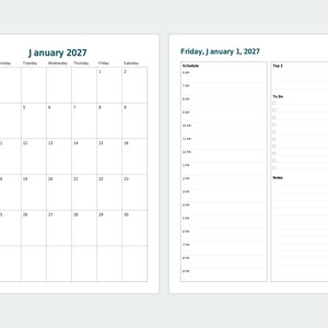 Agenda digital diaria 2027, PDF con hipervínculos, página por día con fecha, inicio en domingo o lunes. imagen 2