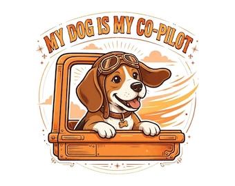 Mein Hund ist mein Co-Pilot (PNG), Lustiges Beagle-Bild zum Download, Druckbare Kunst für Hundebesitzer