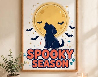 Spooky Season Dog PNG — Howling Dog Moon Halloween Digital Download, Dog Lover Gift