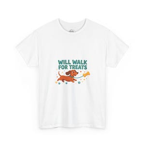 Will Walk for Treats Shirt, Funny Dachshund T-Shirt, Dog Walker Gift, Wiener Dog Lover Tee, Cute Doxie Shirt Bild 1