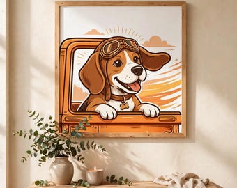 My Dog Is My Co-Pilot PNG, Funny Beagle Digital Download, Dog Dad Printable Art