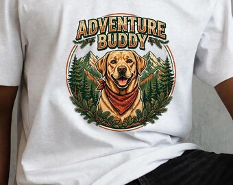 Adventure Buddy Shirt, Labrador Dog T-Shirt, Outdoor Dog Lover Gift, Hiking With Dog Tee, Camping Dog Shirt