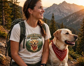 Adventure Buddy Shirt, Labrador Dog T-Shirt, Outdoor Dog Lover Gift, Hiking With Dog Tee, Camping Dog Shirt