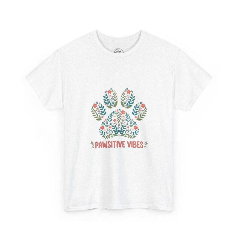 Pawsitive Vibes Shirt, Floral Paw Print T-Shirt, Dog Mom Gift, Positive Dog Lover Tee for Women imagen 1