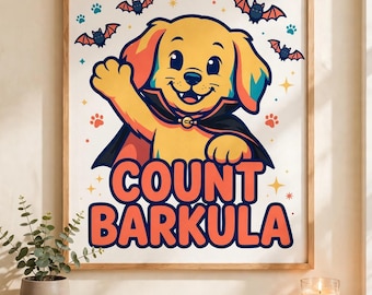 Count Barkula Vampire Dog PNG — Funny Halloween Dog Digital Download, Spooky Dog Gift